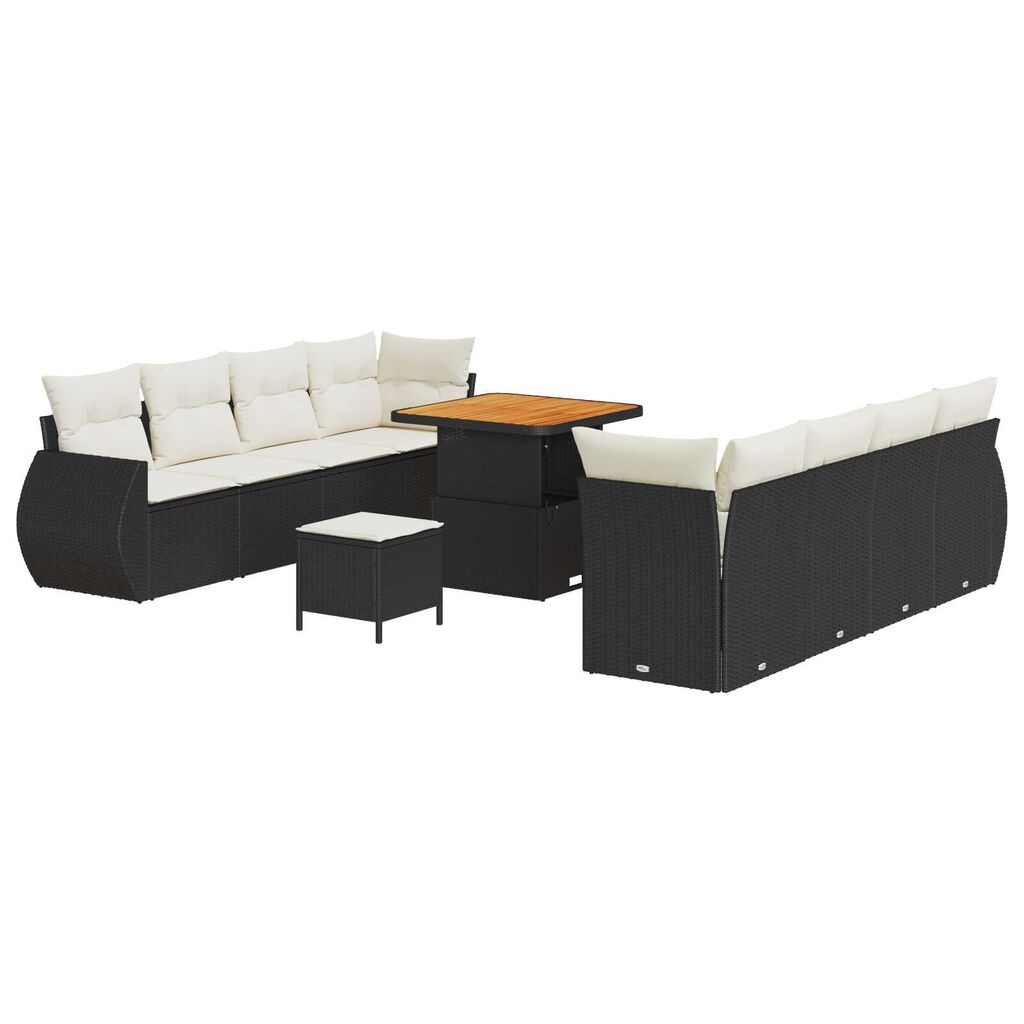 vidaXL Σετ Καναπέ Κήπου με αποθήκευση 11 pcs Μαύρο Πολυ ράταν