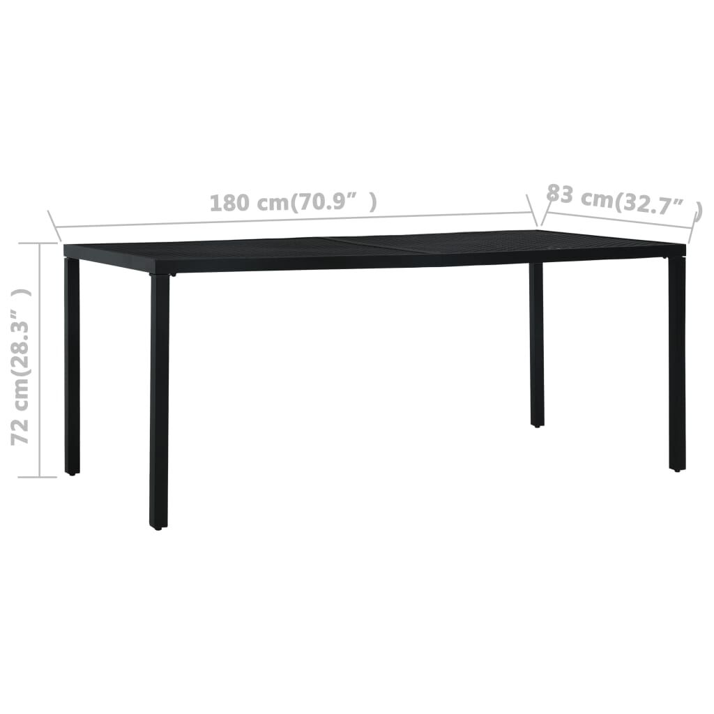 vidaXL Τραπέζι Κήπου Μαύρο 180 x 83 x 72 εκ. Ατσάλινο