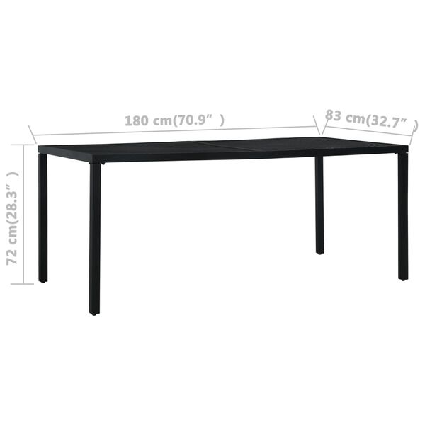 vidaXL Τραπέζι Κήπου Μαύρο 180 x 83 x 72 εκ. Ατσάλινο