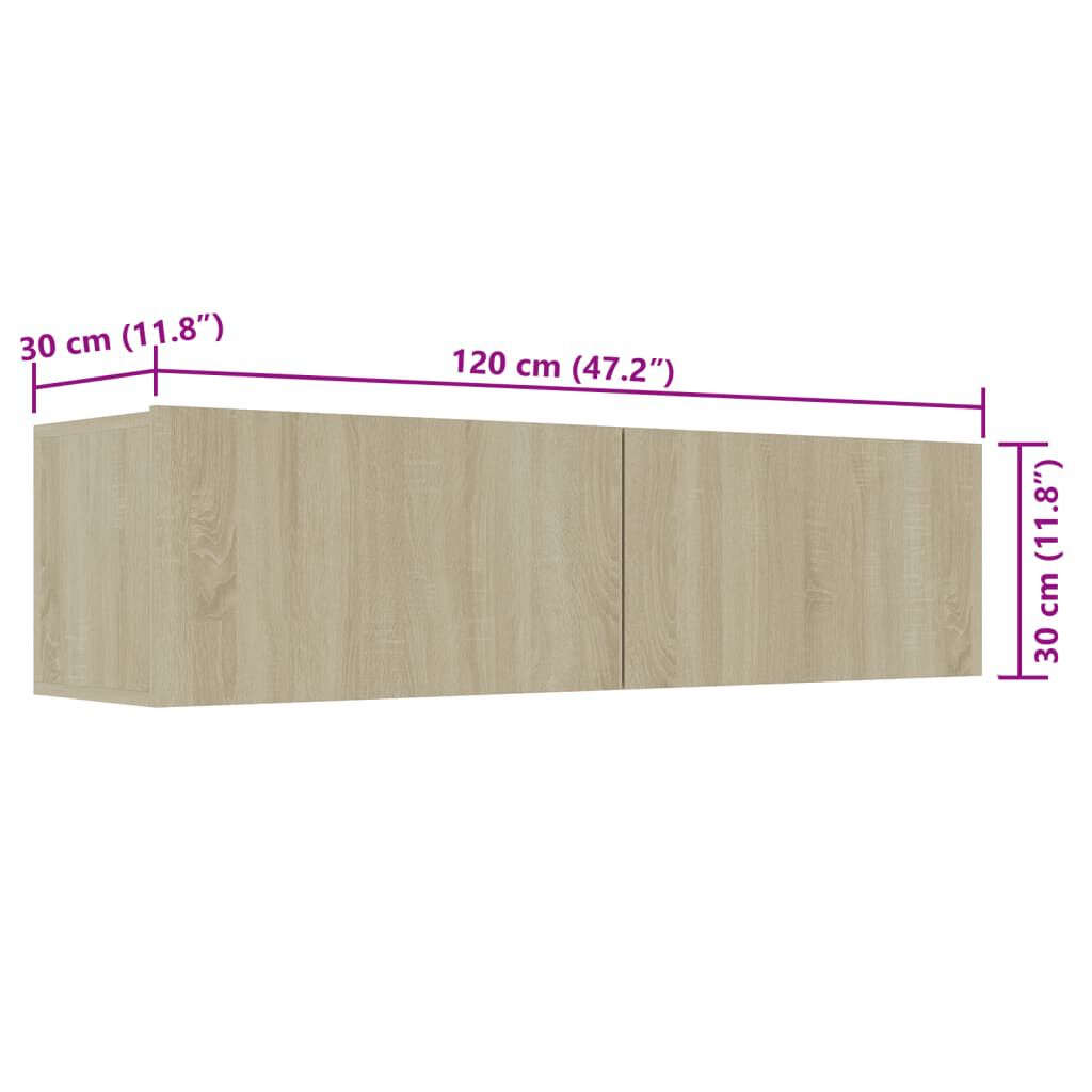 vidaXL Έπιπλο Τηλεόρασης Sonoma Δρυς 120x30x30 εκ. από Επεξ. Ξύλο