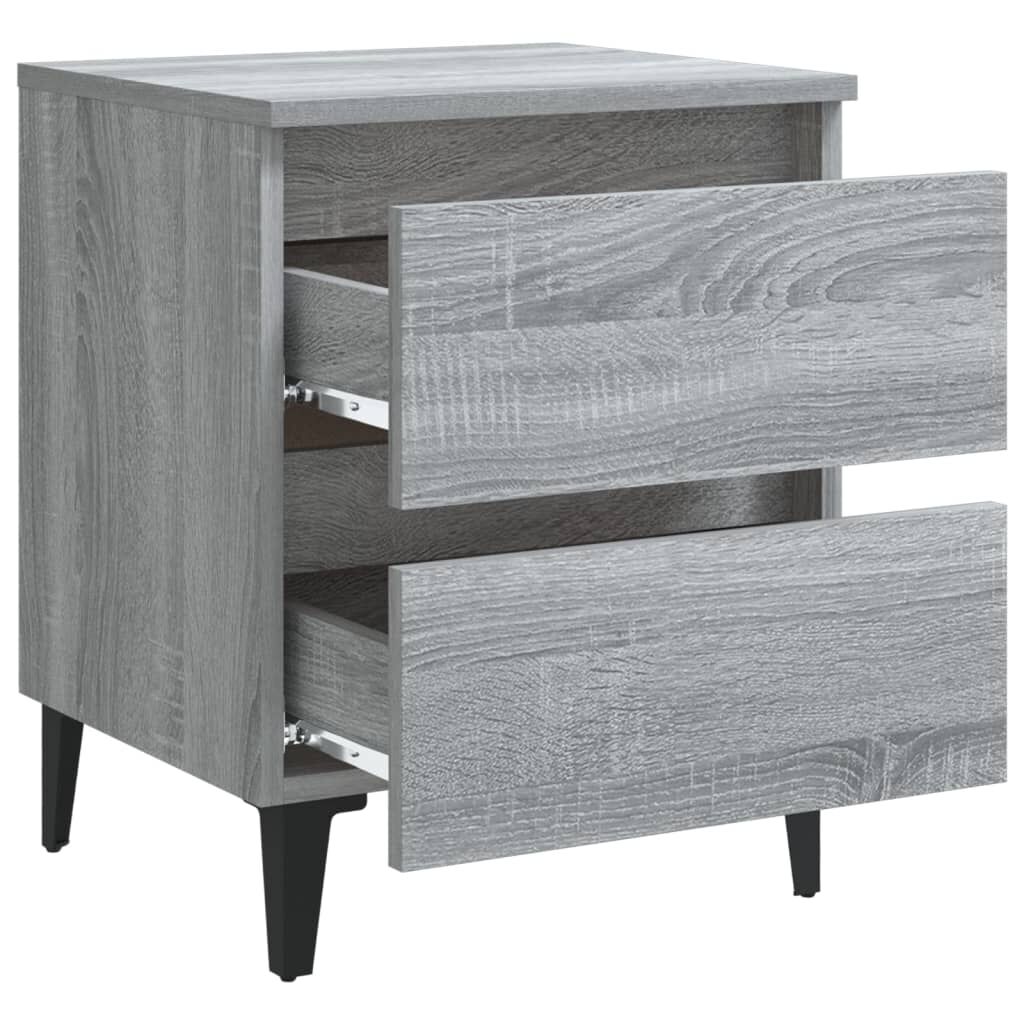 vidaXL Κομοδίνα 2 τεμ. Γκρι Sonoma 40 x 35 x 50 εκ. με Μεταλλικά Πόδια