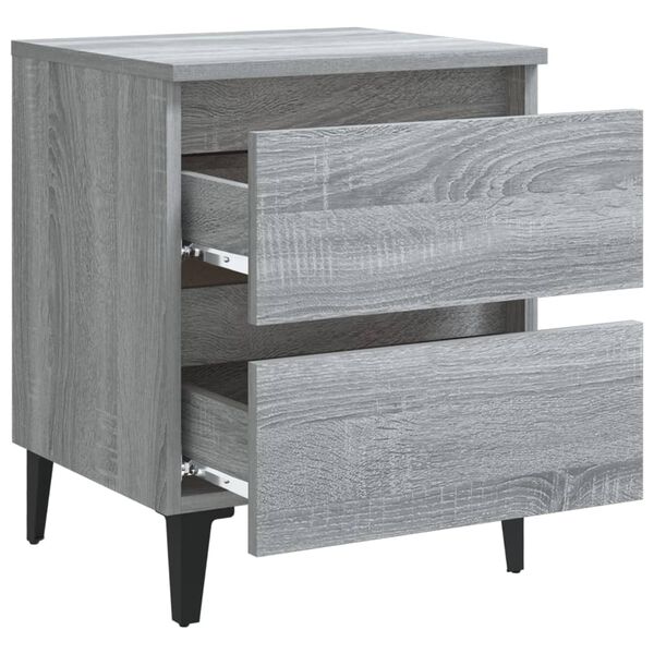 vidaXL Κομοδίνα 2 τεμ. Γκρι Sonoma 40 x 35 x 50 εκ. με Μεταλλικά Πόδια