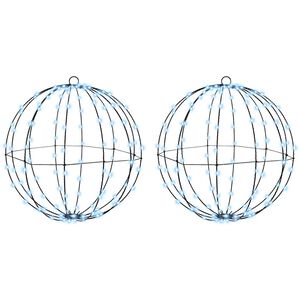 vidaXL Μπάλα με 192 LED 2 pcs Ψυχρό λευκό 40 cm Μέταλλο