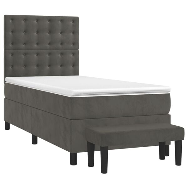 vidaXL Κρεβάτι Boxspring με Στρώμα Σκούρο Γκρι 80x200 εκ. Βελούδινο