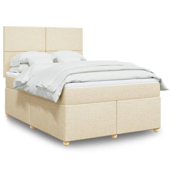 vidaXL &Kappa;&rho;&epsilon;&beta;ά&tau;&iota; Boxspring &mu;&epsilon; &Sigma;&tau;&rho;ώ&mu;&alpha; &Kappa;&rho;&epsilon;&mu; 140x190 &epsilon;&kappa;. &Upsilon;&phi;&alpha;&sigma;&mu;ά&tau;&iota;&nu;&omicron;