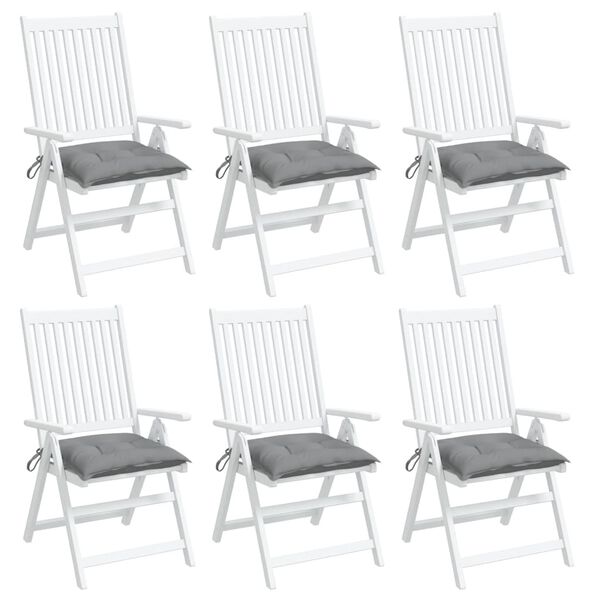 vidaXL Μαξιλάρια Καρέκλας Κήπου 6 τεμ. Γκρι 40x40x7 εκ. Υφασμάτινα