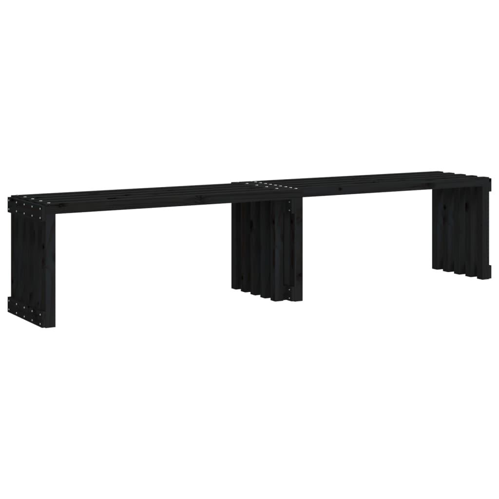 vidaXL Παγκάκι Κήπου Επεκτάσιμο Μαύρο 212,5x40,5x45εκ. Μασίφ Πεύκο