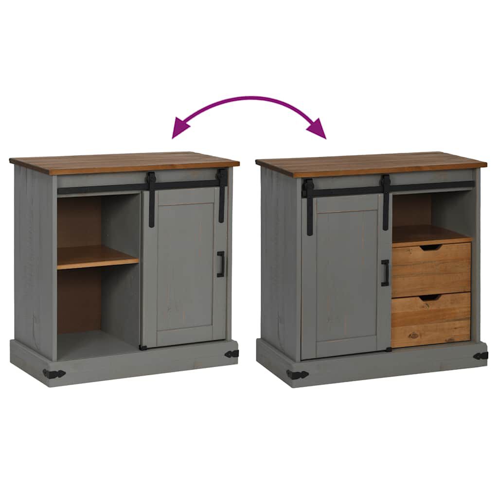 vidaXL Sideboard HALDEN με συρόμενη πόρτα γκρι 80x40x80 cm μασίφ ξύλο