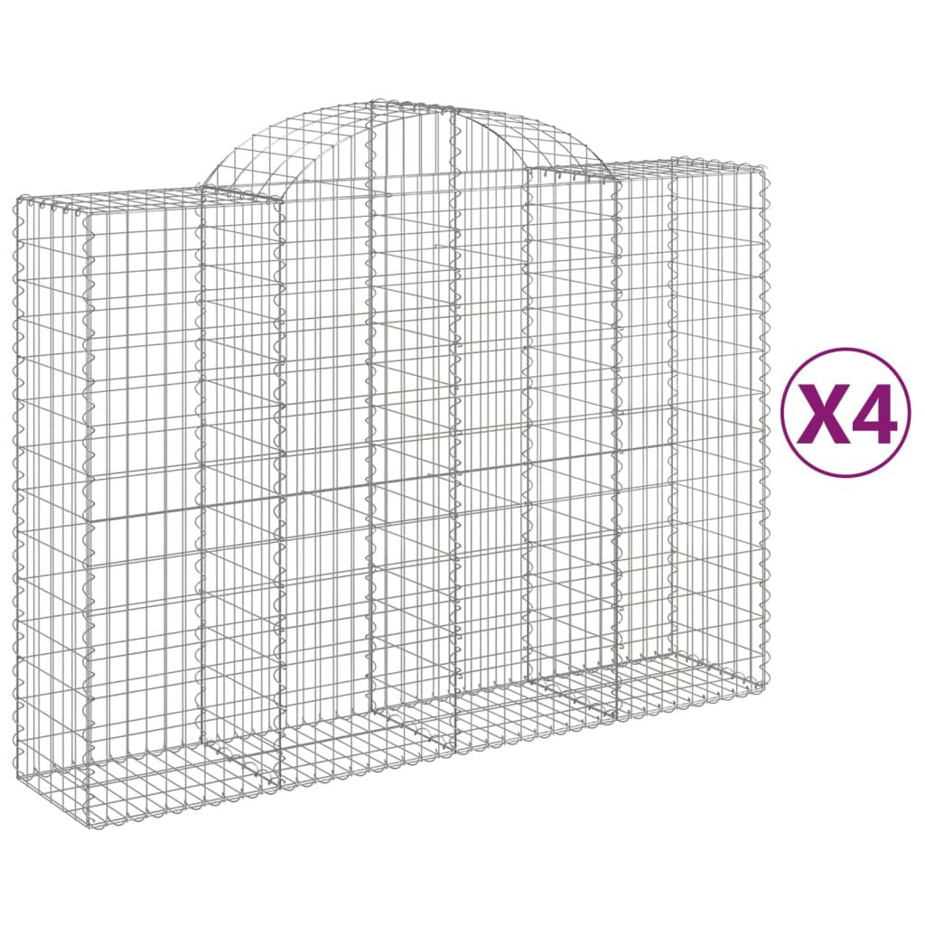 vidaXL Συρματοκιβώτια Τοξωτά 4 τεμ. 200x50x140/160 εκ. Γαλβαν. Ατσάλι