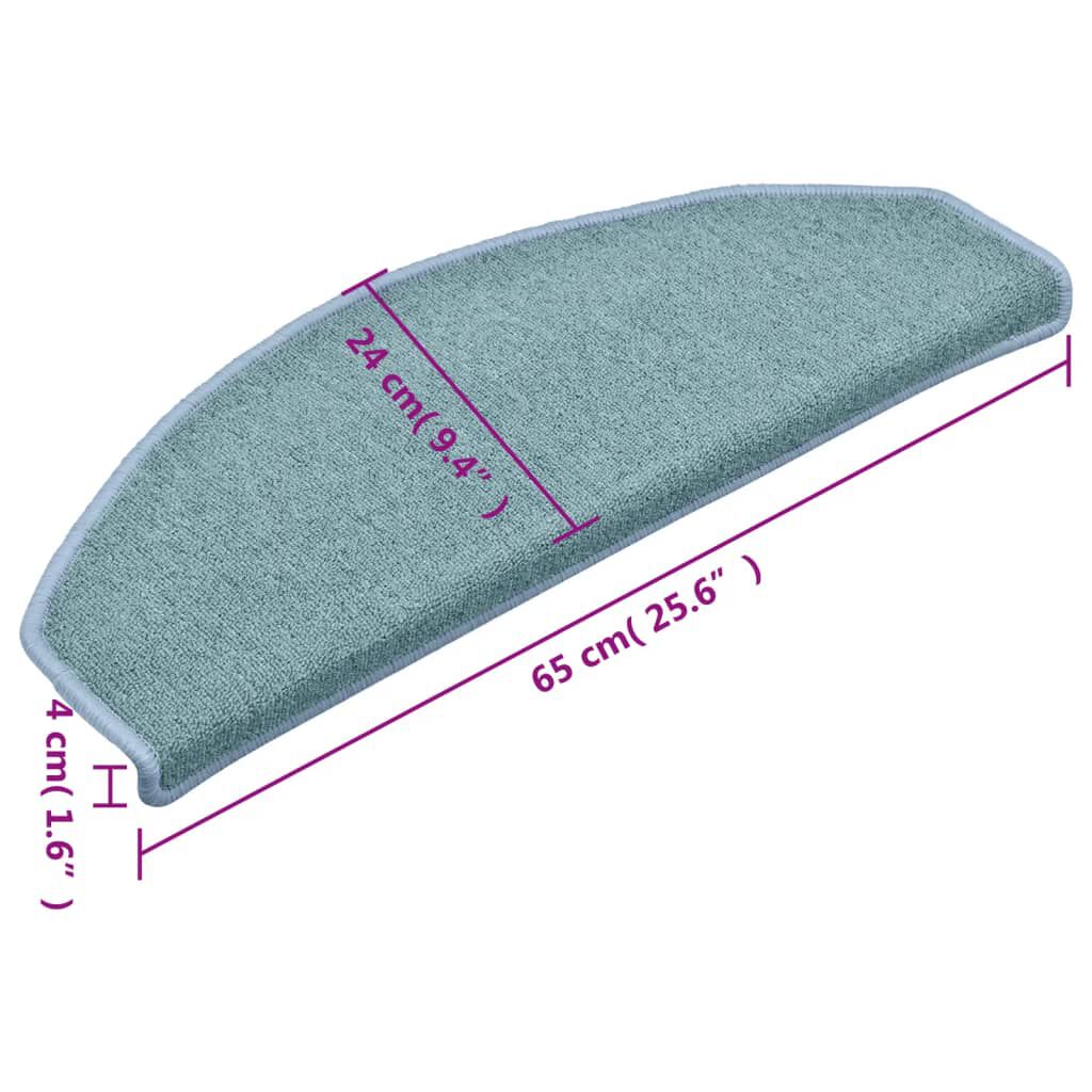 vidaXL Πατάκια Σκάλας Μοκέτα 15 τεμ. Μπλε 65 x 24 x 4 εκ.