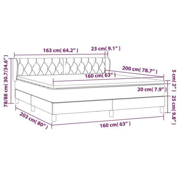 vidaXL Κρεβάτι Boxspring με Στρώμα Σκούρο Μπλε 160x200 εκ. Βελούδινο