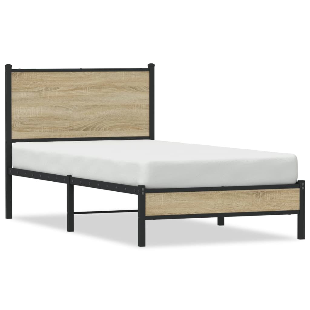 vidaXL Σκελετός Κρεβ. Χωρίς Στρώμα Sonoma Δρυς 75x190 εκ. Μεταλλικό