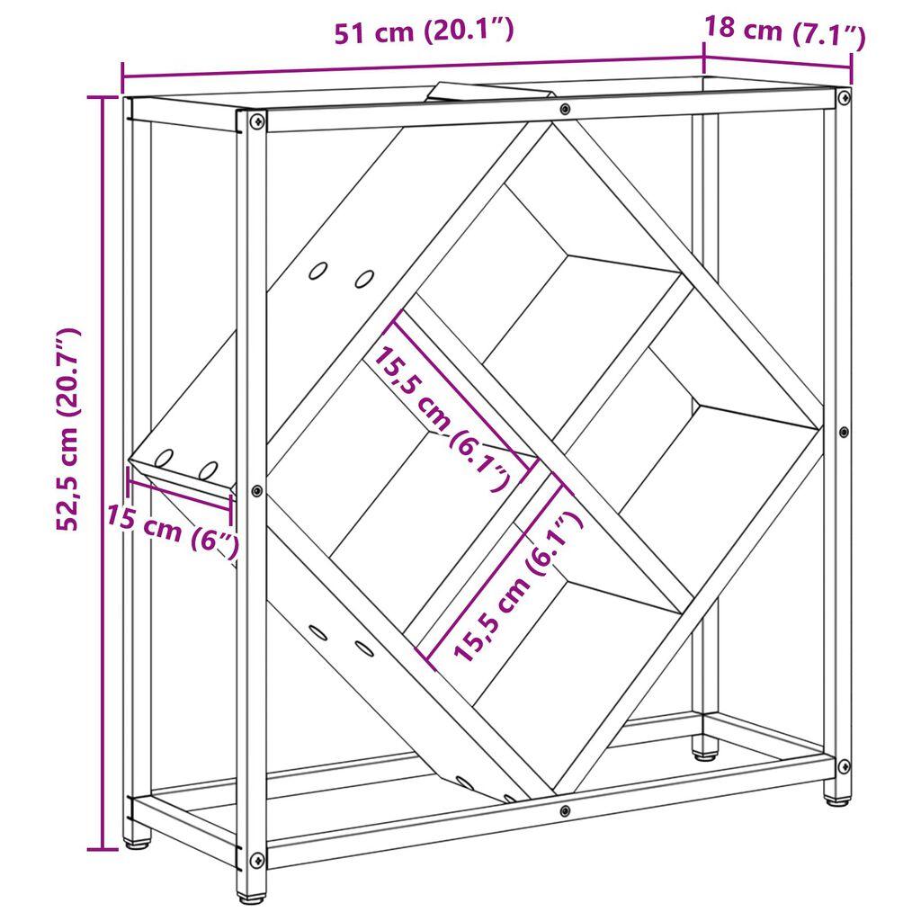 vidaXL Ράφι κρασιών Sonoma Oak 51x18x52,5 εκ. Κατασκευασμένο από ξύλο με επεξεργασία