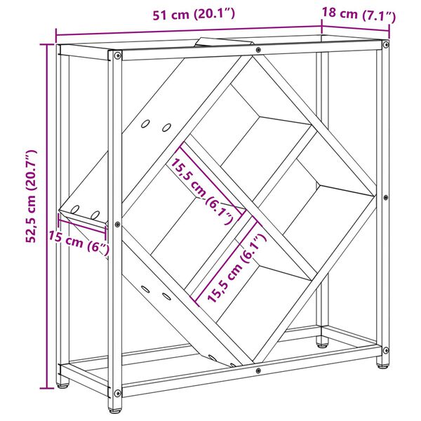 vidaXL Ράφι κρασιών Sonoma Oak 51x18x52,5 εκ. Κατασκευασμένο από ξύλο με επεξεργασία