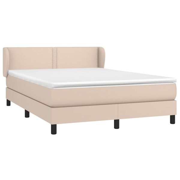 vidaXL Κρεβάτι Boxspring με Στρώμα Καπουτσίνο 140x190εκ.από Συνθ.Δέρμα