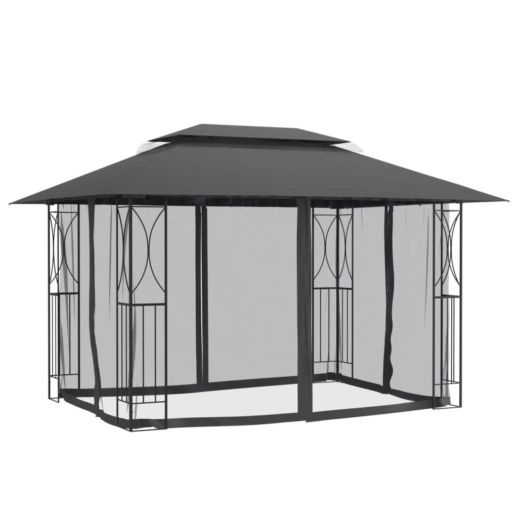 vidaXL Κιόσκι με Πλευρικά Τοιχώματα Ανθρακί 400x300x270 εκ. από Ατσάλι