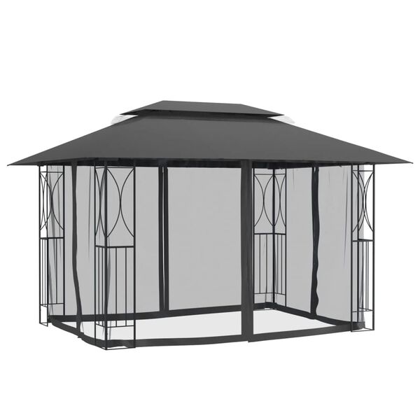 vidaXL Κιόσκι με Πλευρικά Τοιχώματα Ανθρακί 400x300x270 εκ. από Ατσάλι
