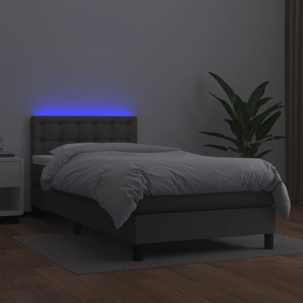 vidaXL &Kappa;&rho;&epsilon;&beta;ά&tau;&iota; Boxspring &mu;&epsilon; &Sigma;&tau;&rho;ώ&mu;&alpha; & LED &Gamma;&kappa;&rho;&iota; 90x200 &epsilon;&kappa;. &Sigma;&upsilon;&nu;&theta;. &Delta;έ&rho;&mu;&alpha;