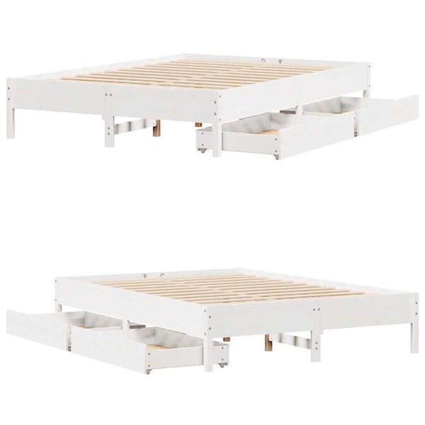 vidaXL Σκελετός Κρεβ. Χωρίς Στρώμα Λευκό 135x190 εκ Μασίφ Πεύκο