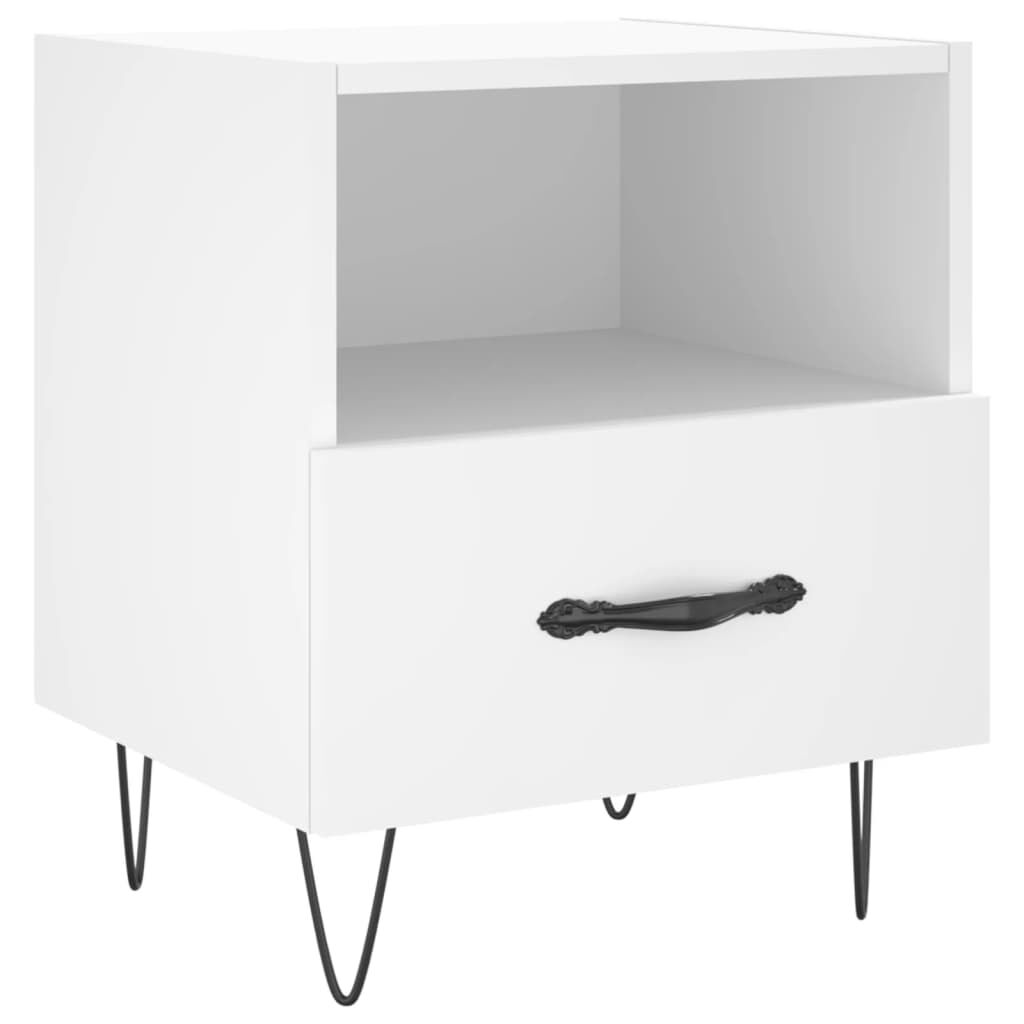 vidaXL Κομοδίνα 2 τεμ. Λευκά 40 x 35 x 47,5 εκ. από Επεξεργασμένο Ξύλο