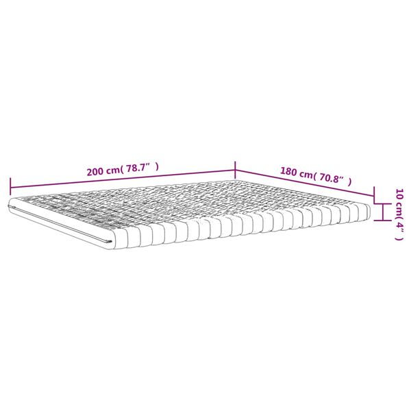 vidaXL Στρώμα Αφρού 7 Ζωνών Σκληρότητα 20 ILD Λευκό 180 x 200 εκ.