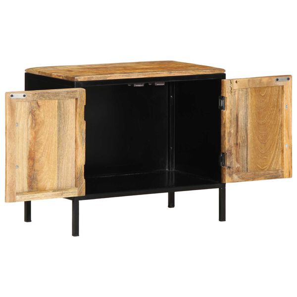 vidaXL Κομοδίνο Καφέ και μαύρο 50 x 30 x 45 εκ Μασίφ ξύλο μάνγκο
