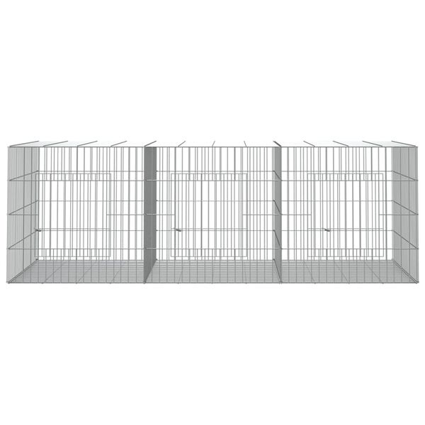 vidaXL Κλουβί Κουνελιών 3 Πάνελ 163x79x54 εκ. από Γαλβανισμένο Σίδερο