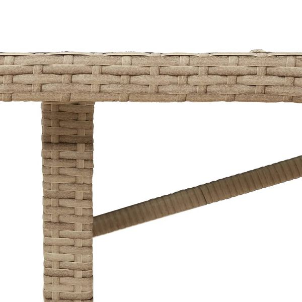 vidaXL Τραπέζι Κήπου Γυάλινη Επιφάνεια Μπεζ 190x80x75 εκ. Συνθ. Ρατάν