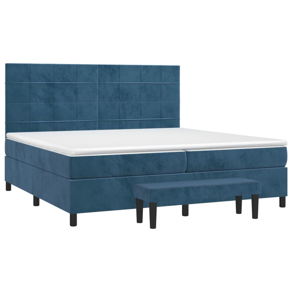vidaXL Κρεβάτι Boxspring με Στρώμα Σκούρο Μπλε 200x200 εκ. Βελούδινο
