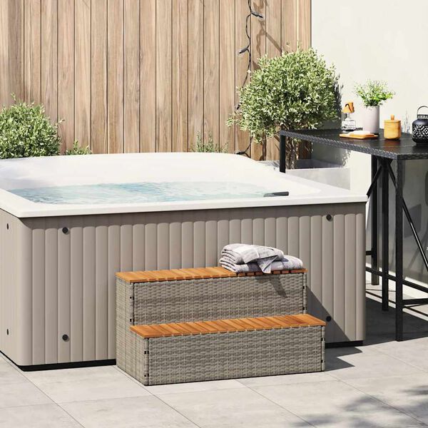 vidaXL Βήμα υδρομασάζ Γκρι 100x50x50,5 εκ. Συνθετικό Ρατάν/Ακακίας