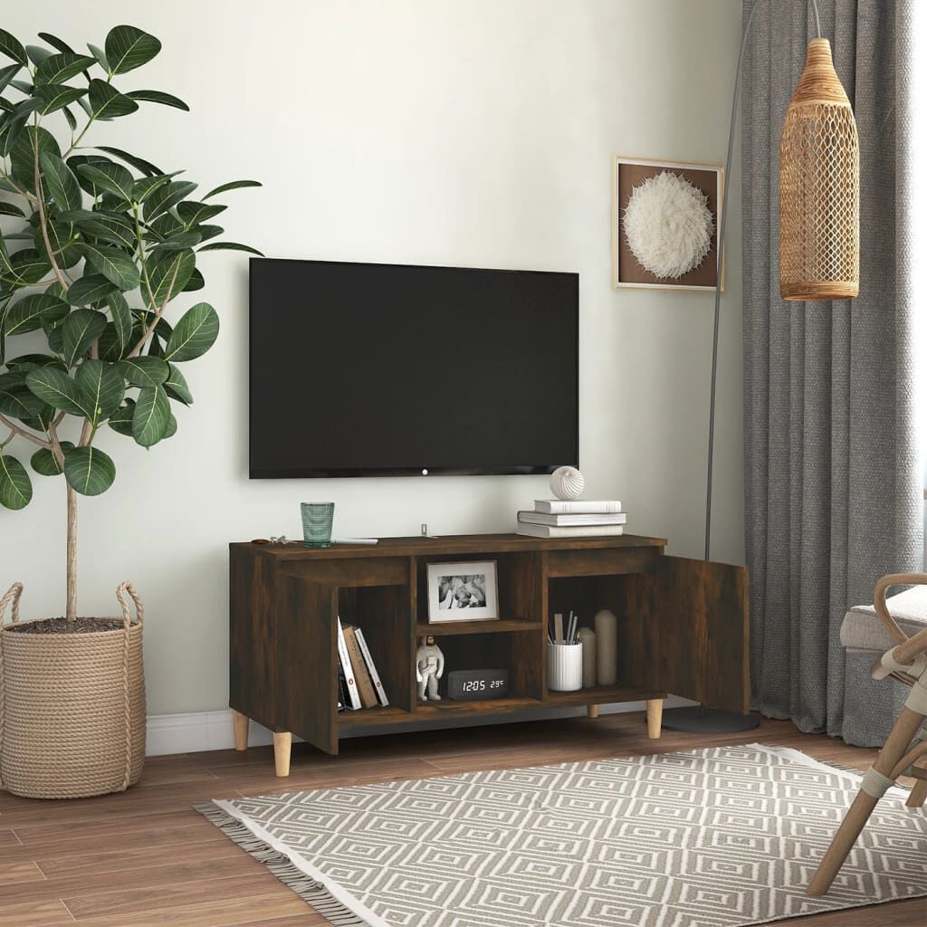 vidaXL Έπιπλο Τηλεόρασης Καπν. Δρυς 103,5x35x50 εκ. Μασίφ Ξύλινα Πόδια