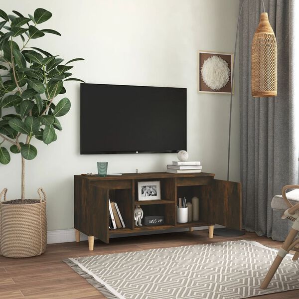 vidaXL Έπιπλο Τηλεόρασης Καπν. Δρυς 103,5x35x50 εκ. Μασίφ Ξύλινα Πόδια