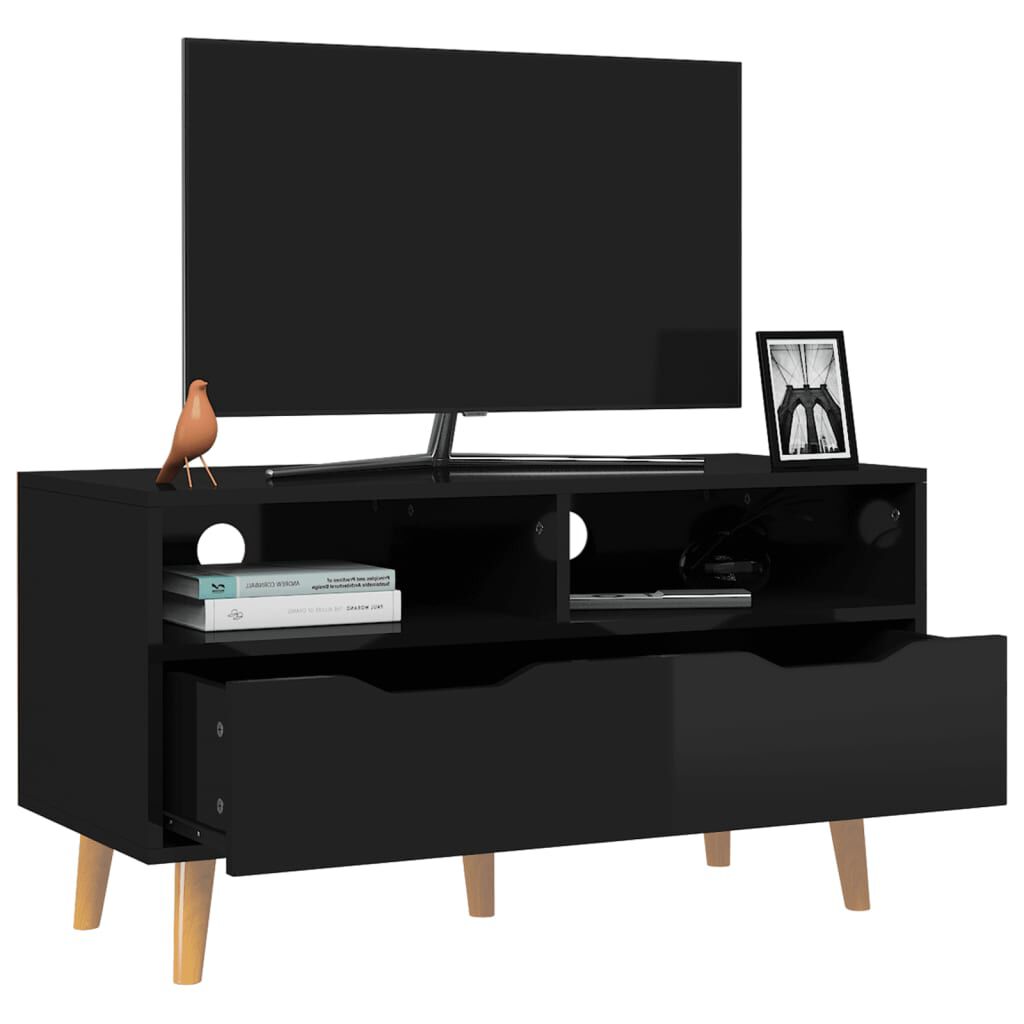 vidaXL Έπιπλο Τηλεόρασης Γυαλ. Μαύρο 90x40x48,5 εκ. Επεξεργασμένο Ξύλο