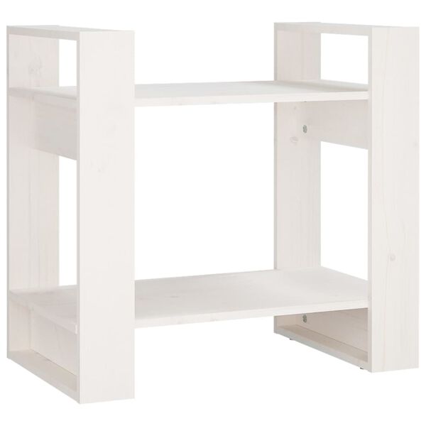 vidaXL Βιβλιοθήκη/Διαχωριστικό Χώρου Λευκό 60x35x57 εκ. Μασίφ Πεύκο