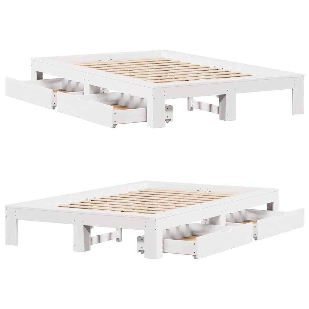 vidaXL Σκελετός Κρεβ. Χωρίς Στρώμα Λευκό 135x190 εκ Μασίφ Πεύκο