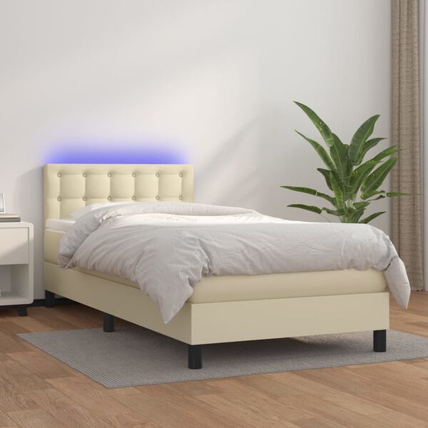vidaXL &Kappa;&rho;&epsilon;&beta;ά&tau;&iota; Boxspring &mu;&epsilon; &Sigma;&tau;&rho;ώ&mu;&alpha; & LED &Kappa;&rho;&epsilon;&mu; 90x200 &epsilon;&kappa;. &Sigma;&upsilon;&nu;&theta;. &Delta;έ&rho;&mu;&alpha;