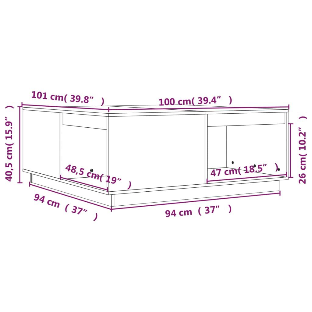 vidaXL Τραπεζάκι Σαλονιού 100 x 101 x 40,5 εκ. από Μασίφ Ξύλο Πεύκου