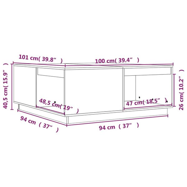 vidaXL Τραπεζάκι Σαλονιού 100 x 101 x 40,5 εκ. από Μασίφ Ξύλο Πεύκου