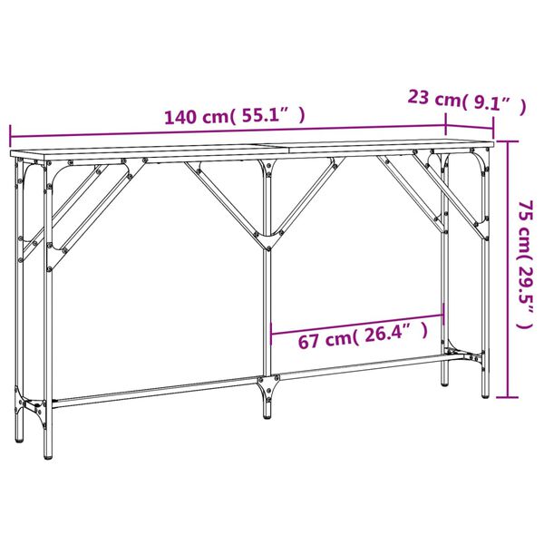 vidaXL Τραπέζι Κονσόλα Μαύρο 140 x 23 x 75 εκ. από Επεξεργασμένο Ξύλο