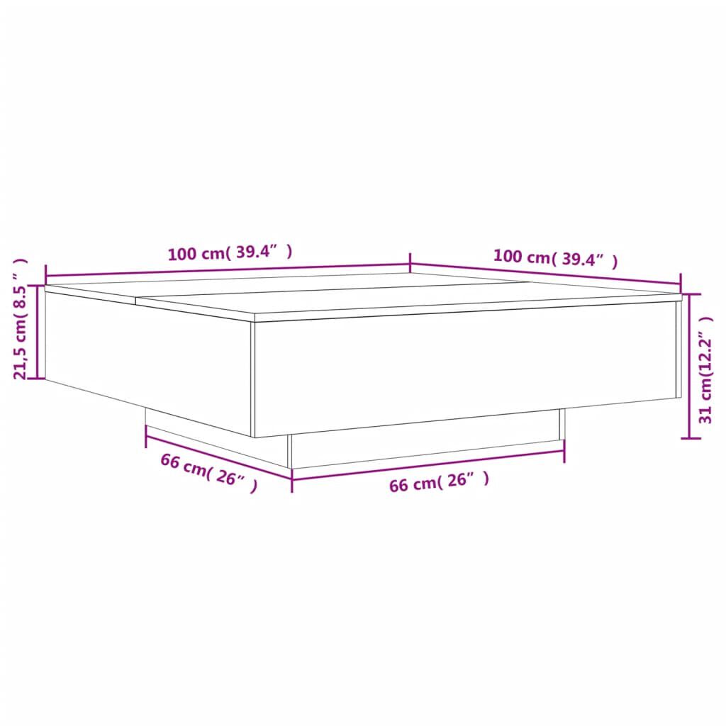 vidaXL Τραπεζάκι Σαλονιού με Φώτα LED Λευκό 100x100x31 εκ.
