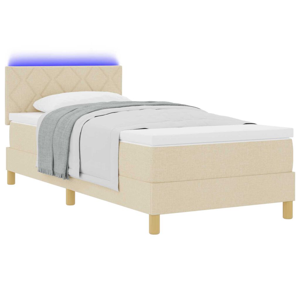 vidaXL Κρεβάτι με ελατήρια με στρώμα Κρεμ 100 x 200 cm ύφασμα