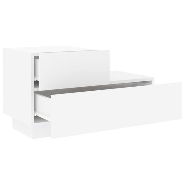 vidaXL Κομοδίνο με Φώτα LED Λευκό 70 x 36 x 40,5 εκ.
