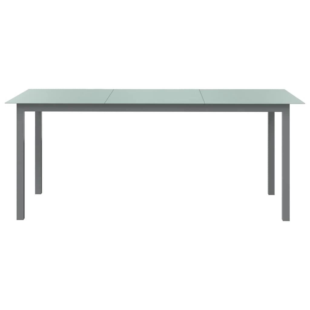 vidaXL Τραπέζι Κήπου Ανοιχτό Γκρι 190x90x74 εκ. από Αλουμίνιο / Γυαλί