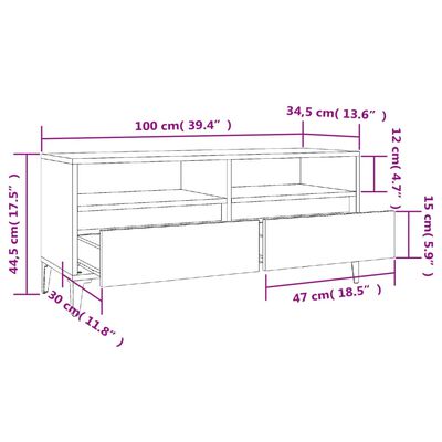 vidaXL Έπιπλο Τηλεόρασης Γκρι Σκυρ. 100 x 34,5 x 44,5 εκ. Επεξ. Ξύλο
