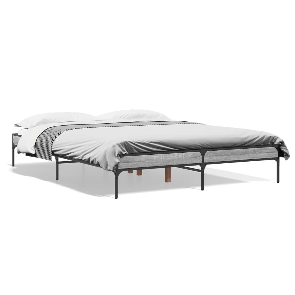 vidaXL Πλαίσιο Κρεβατιού Γκρι Sonoma 160x200 εκ. Επεξ. Ξύλο & Μέταλλο