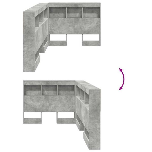 vidaXL Κεφαλάρι Αποθήκης Γκρι σκυροδέματος 75 cm Επεξεργασμένο ξύλο