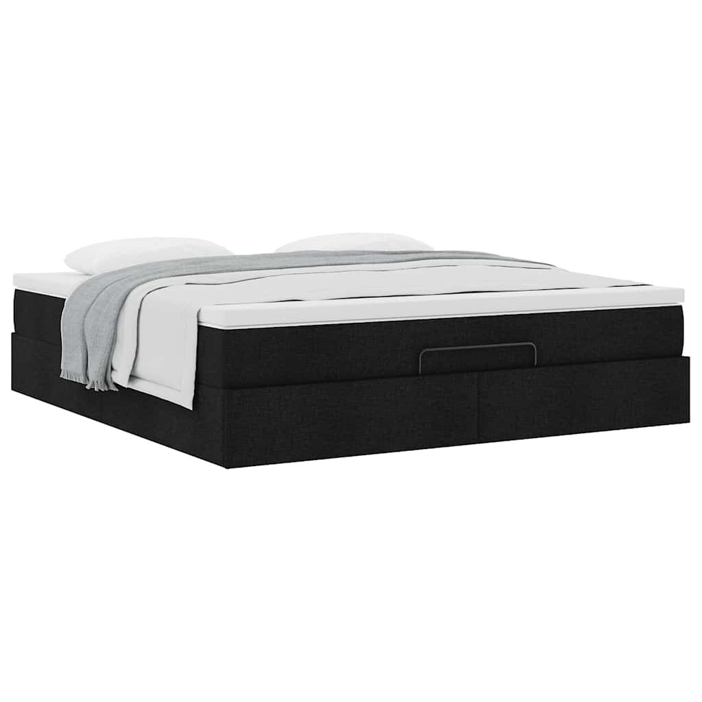 vidaXL Οθωμανικό κρεβάτι με στρώμα Μαύρο 180x200cm Ύφασμα