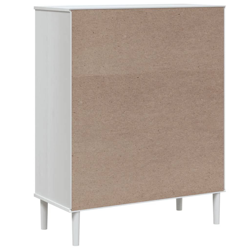 vidaXL Ντουλάπι Ψηλό SENJA Λευκό/Ρατάν 90x40x112 εκ. Μασίφ Ξύλο Πεύκου