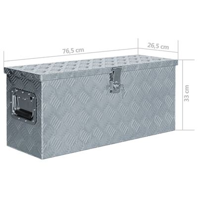 vidaXL Κουτί Αποθήκευσης Ασημί 76,5 x 26,5 x 33 εκ. Αλουμινίου