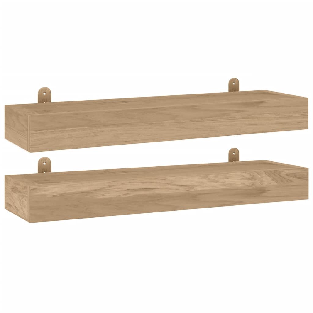 vidaXL Ράφια Τοίχου 2 τεμ. 60 x 15 x 4 εκ. από Μασίφ Ξύλο Teak